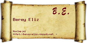 Berey Eliz névjegykártya